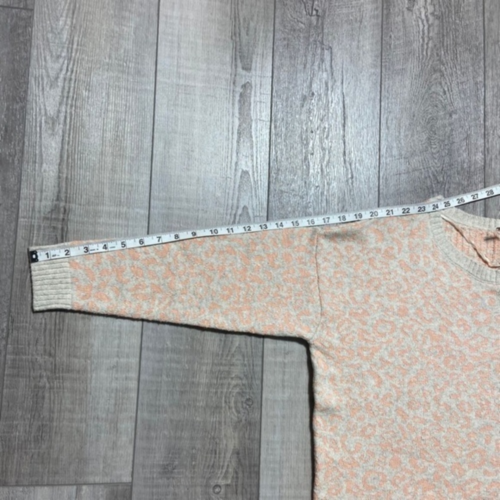 Free People XS Leopard‎ Print Cotton Alpaca Sweater Ivory Peach - Picture 5 of 8